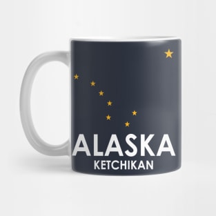 Ketchikan Alaska for Alaskan Cruise with Flag Stars Mug